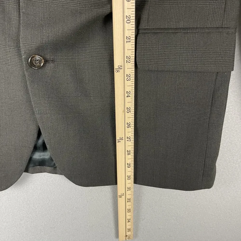 Kilburne and Finch Mens 2 Piece Suit Blazer‎ 43R Brown Gray Plaid Pants 34x28